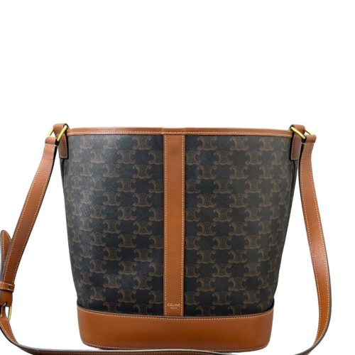 Celine Triomphe Bucket Bag Mediun Triomphe Tan Black Celine Triomphe Bucket Bag Mediun Triomphe Tan Black