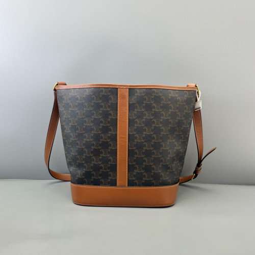 Celine Triomphe Bucket Bag Mediun Triomphe Tan Black Celine Triomphe Bucket Bag Mediun Triomphe Tan Black