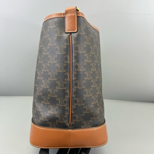 Celine Triomphe Bucket Bag Mediun Triomphe Tan Black Celine Triomphe Bucket Bag Mediun Triomphe Tan Black