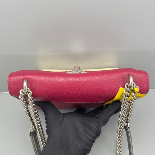 Louis Vuitton Mylockme Chain Bag BB Calfskin Burgundy White Black