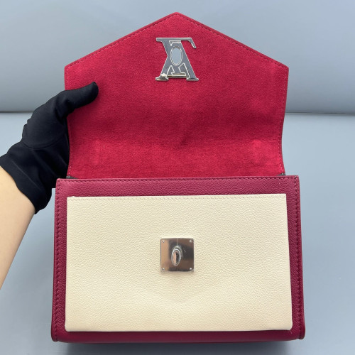 Louis Vuitton Mylockme Chain Bag BB Calfskin Burgundy White Black