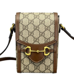 Gucci Mini Horsebit 1955 GG Supreme Monogram Tan Beige