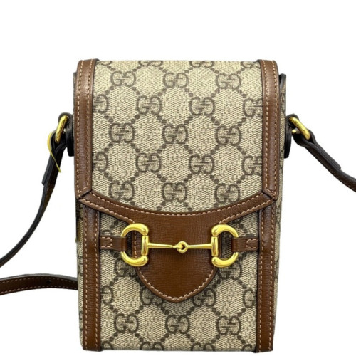 Gucci Mini Horsebit 1955 GG Supreme Monogram Tan Beige