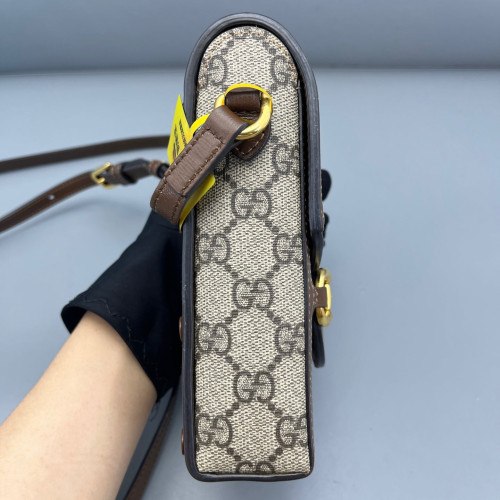 Gucci Mini Horsebit 1955 GG Supreme Monogram Tan Beige