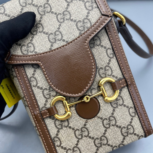 Gucci Mini Horsebit 1955 GG Supreme Monogram Tan Beige