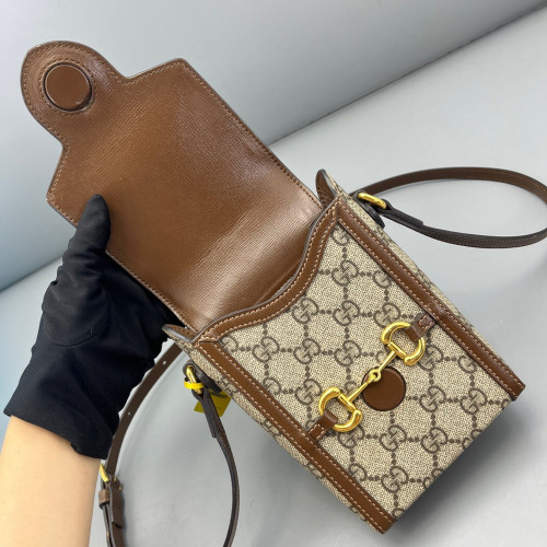 Gucci Mini Horsebit 1955 GG Supreme Monogram Tan Beige