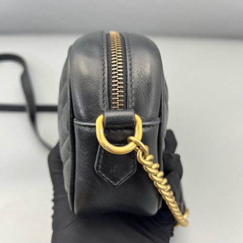 Gucci Matelasse Mini GG Marmont Chain Shoulder Bag Calfskin Black