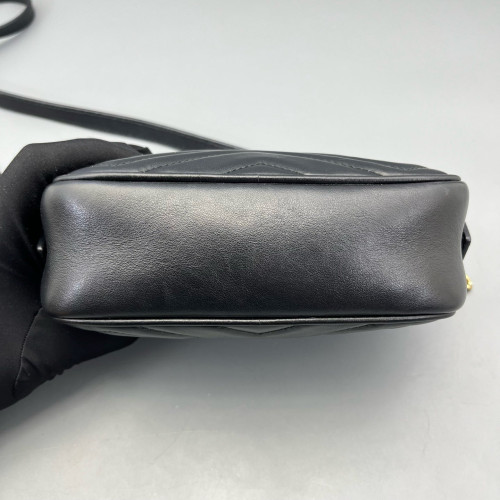 Gucci Matelasse Mini GG Marmont Chain Shoulder Bag Calfskin Black