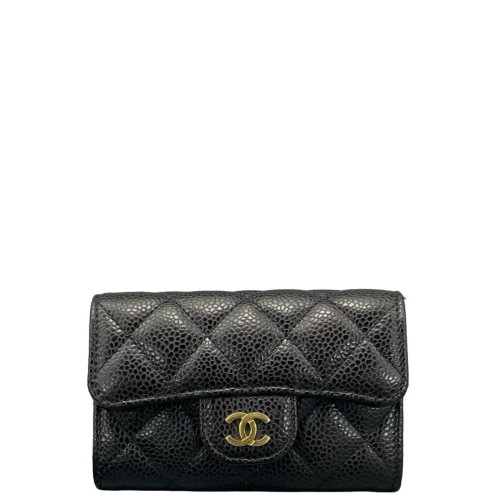 Chanel Quilted Classic Flap Card Holder Caviar Black