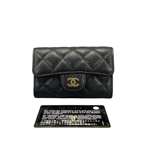 Chanel Quilted Classic Flap Card Holder Caviar Black