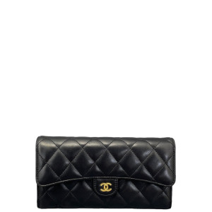 Chanel Quilted Classic Flap Flap Wallet Calfskin Black