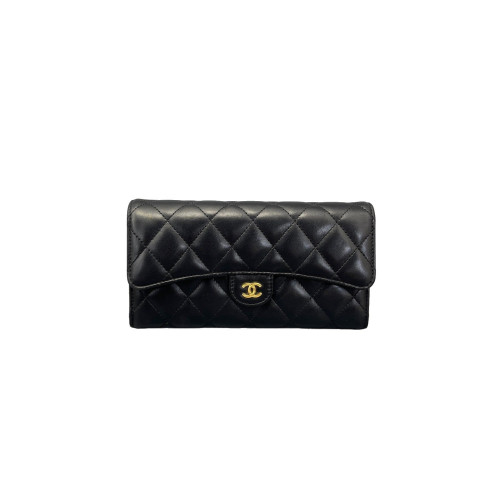 Chanel Quilted Classic Flap Flap Wallet Calfskin Black