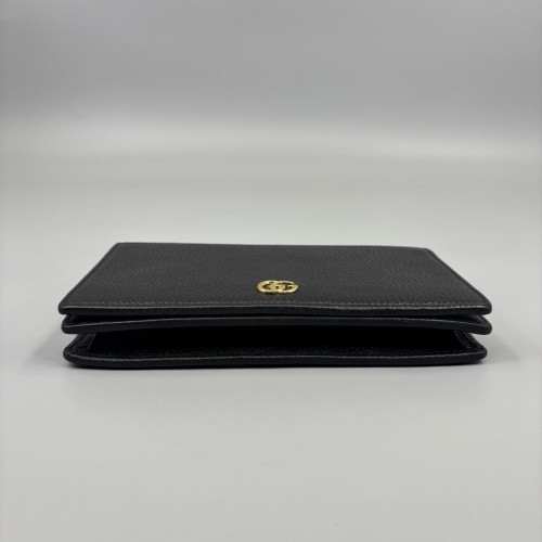 Gucci Mini GG Marmont Wallet On Chain Full Flap Grained Calfskin Black