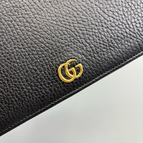 Gucci Mini GG Marmont Wallet On Chain Full Flap Grained Calfskin Black