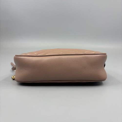 Gucci Matelasse Small GG Marmont Chain Shoulder Bag Calfskin Natural Tan