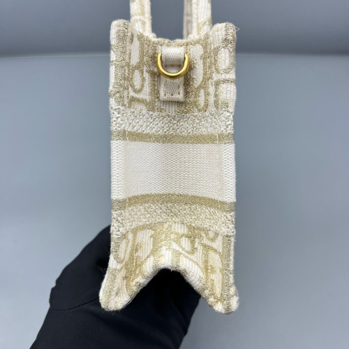 Dior Mini Book Tote Canvas Pale Gold White