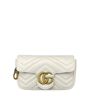 Gucci Matelasse Super Mini GG Marmont Calfskin White