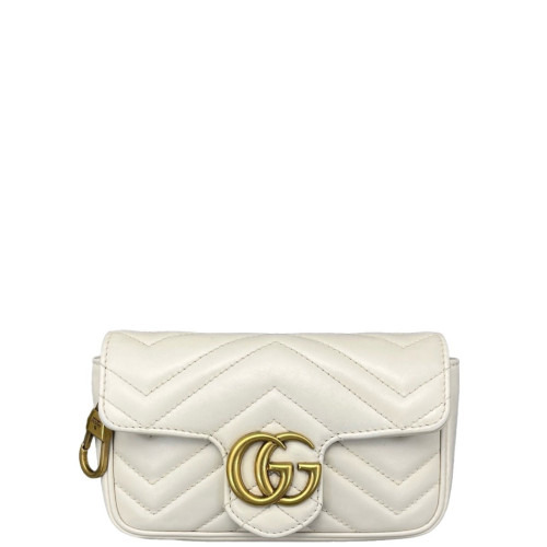 Gucci Matelasse Super Mini GG Marmont Calfskin White