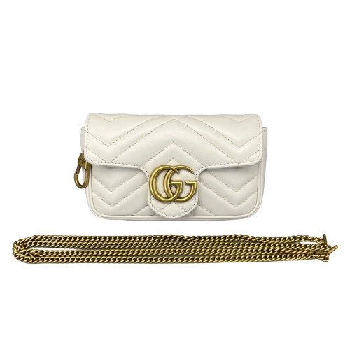 Gucci Matelasse Super Mini GG Marmont Calfskin White