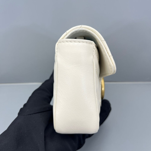 Gucci Matelasse Super Mini GG Marmont Calfskin White
