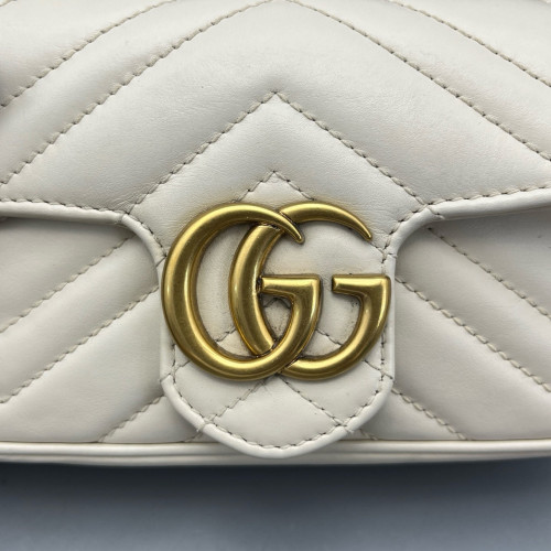 Gucci Matelasse Super Mini GG Marmont Calfskin White