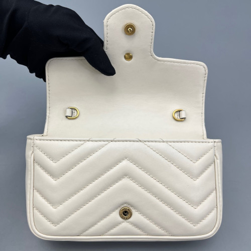 Gucci Matelasse Super Mini GG Marmont Calfskin White