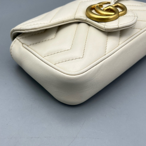 Gucci Matelasse Super Mini GG Marmont Calfskin White