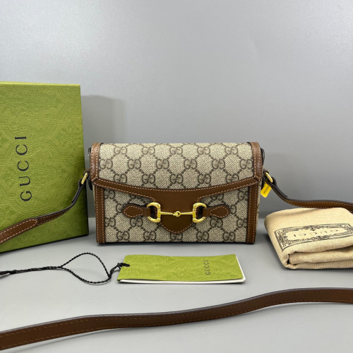Gucci Mini Horsebit 1955 GG Supreme Monogram Tan