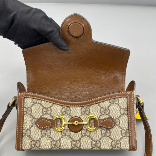 Gucci Mini Horsebit 1955 GG Supreme Monogram Tan