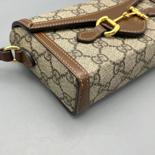 Gucci Mini Horsebit 1955 GG Supreme Monogram Tan
