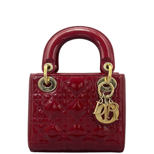 Dior Mini Lady Dior Patent Calfskin Red