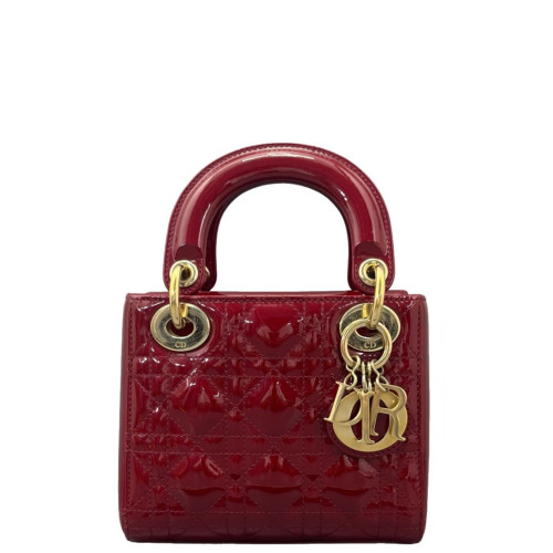 Dior Mini Lady Dior Patent Calfskin Red