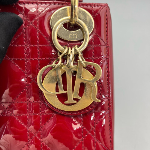 Dior Mini Lady Dior Patent Calfskin Red