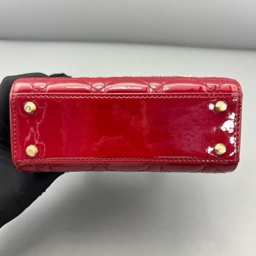 Dior Mini Lady Dior Patent Calfskin Red