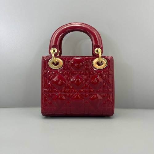 Dior Mini Lady Dior Patent Calfskin Red