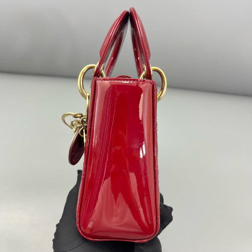 Dior Mini Lady Dior Patent Calfskin Red