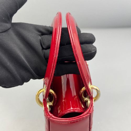 Dior Mini Lady Dior Patent Calfskin Red