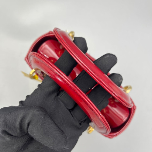 Dior Mini Lady Dior Patent Calfskin Red