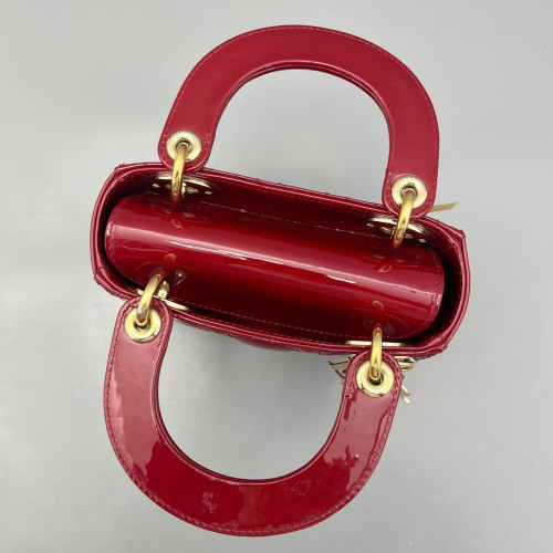 Dior Mini Lady Dior Patent Calfskin Red