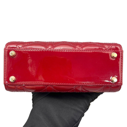 Dior Mini Lady Dior Patent Calfskin Red