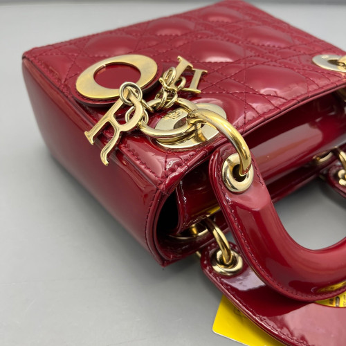 Dior Mini Lady Dior Patent Calfskin Red