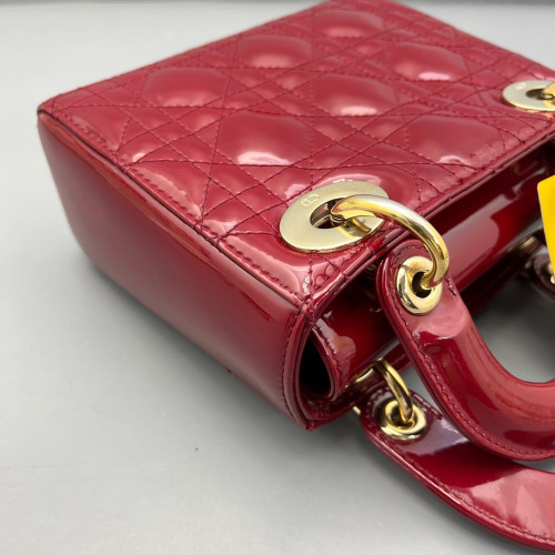 Dior Mini Lady Dior Patent Calfskin Red