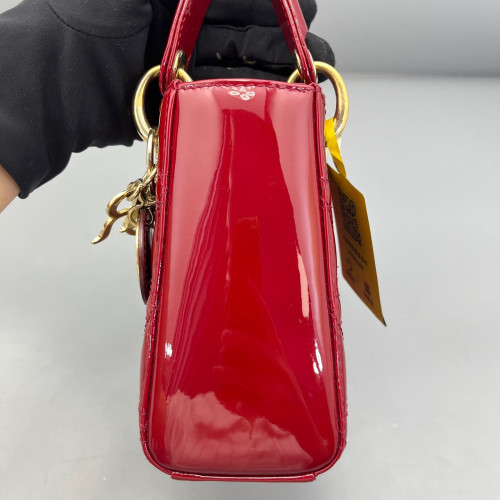 Dior Mini Lady Dior Patent Calfskin Red