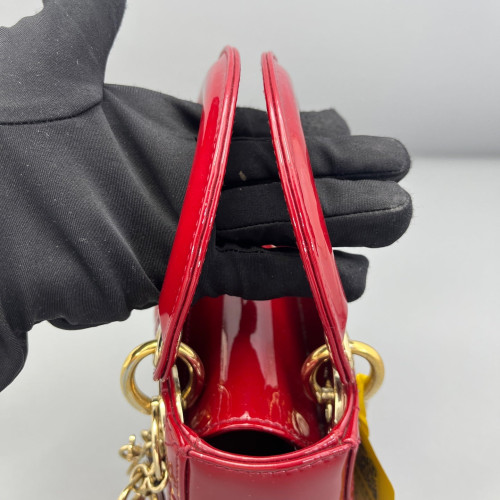 Dior Mini Lady Dior Patent Calfskin Red