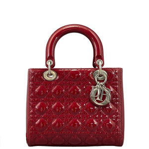 Dior Medium Lady Dior Patent Calfskin Red