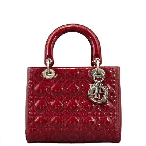 Dior Medium Lady Dior Patent Calfskin Red