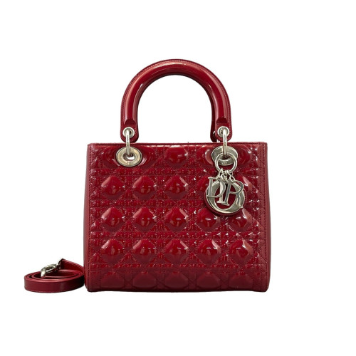 Dior Medium Lady Dior Patent Calfskin Red