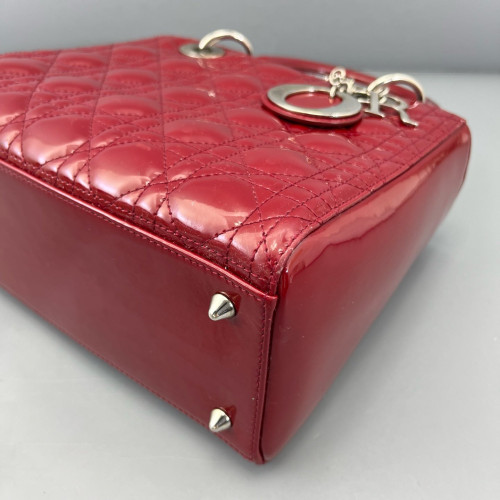 Dior Medium Lady Dior Patent Calfskin Red