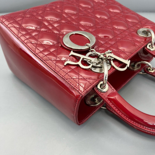Dior Medium Lady Dior Patent Calfskin Red