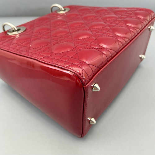 Dior Medium Lady Dior Patent Calfskin Red